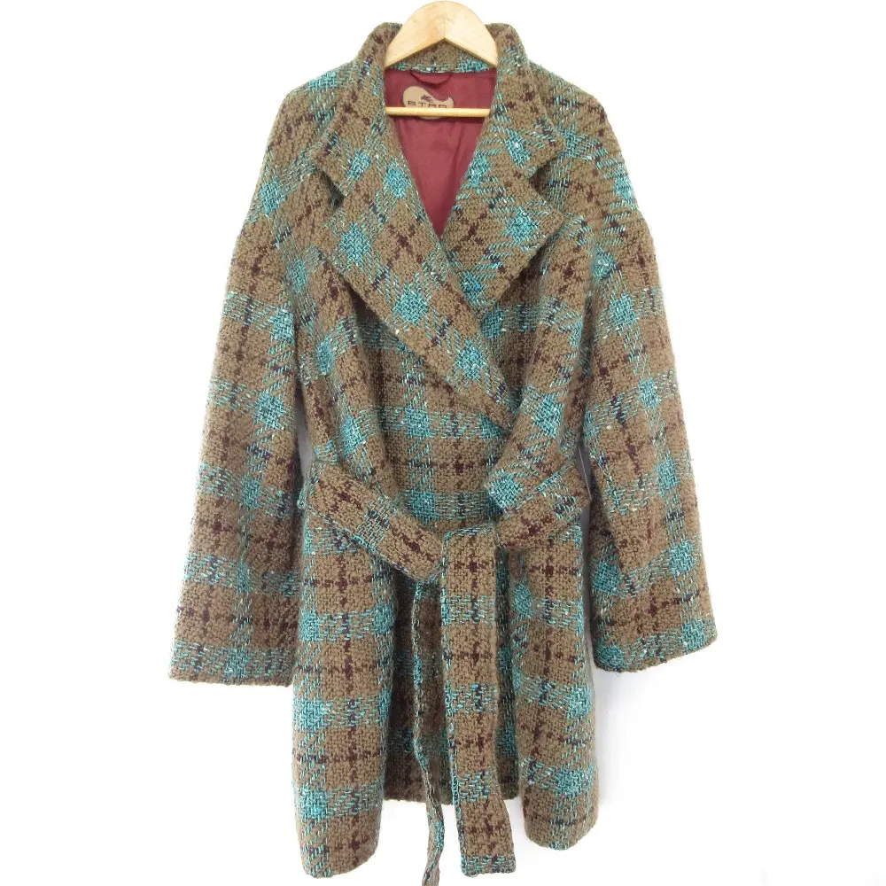 ETRO エトロ ツイード ベルテッドコート サイズ44 ブラウン