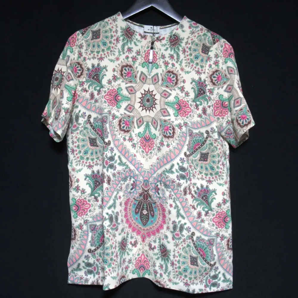 ETRO エトロ ペイズリー柄 半袖 プルオーバー ブラウス カットソー サイズ40 ベージュ