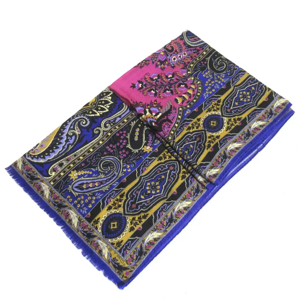ETRO エトロ ペイズリー柄 カシミヤ×シルク ストール マルチカラー