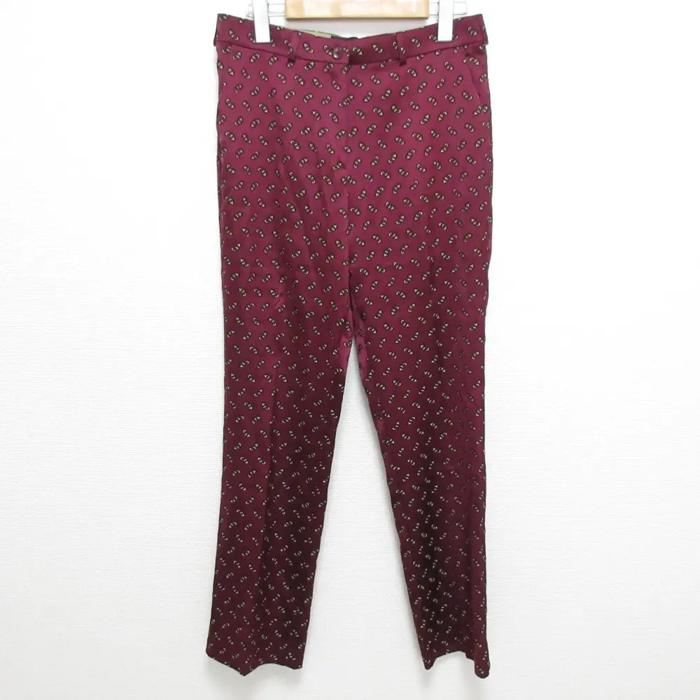 ETRO エトロ ペイズリージャガード ストレッチ スラックスパンツ サイズ42 ボルドー