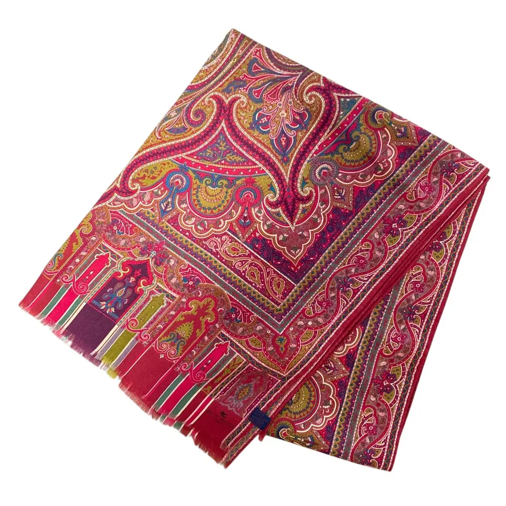 ETRO エトロ ペイズリー柄 ストール レッド系