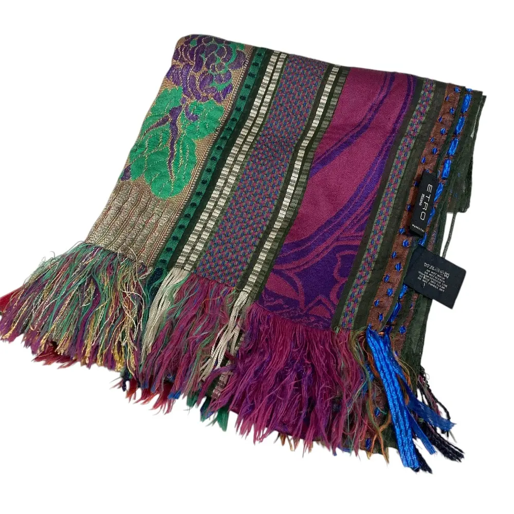 ETRO エトロ マルチファブリック レーヨンシルク ストール マルチカラー