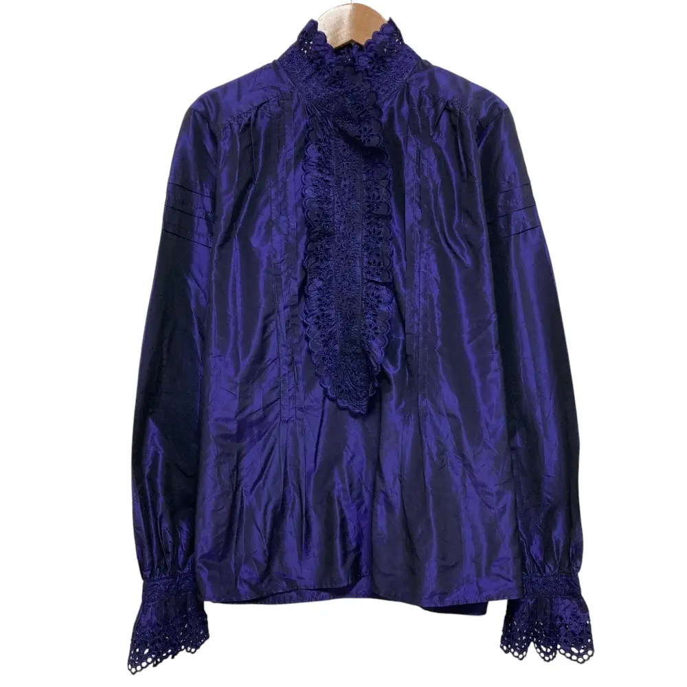 ETRO エトロ フラワーカットワーク シルク ブラウス サイズ46 パープル