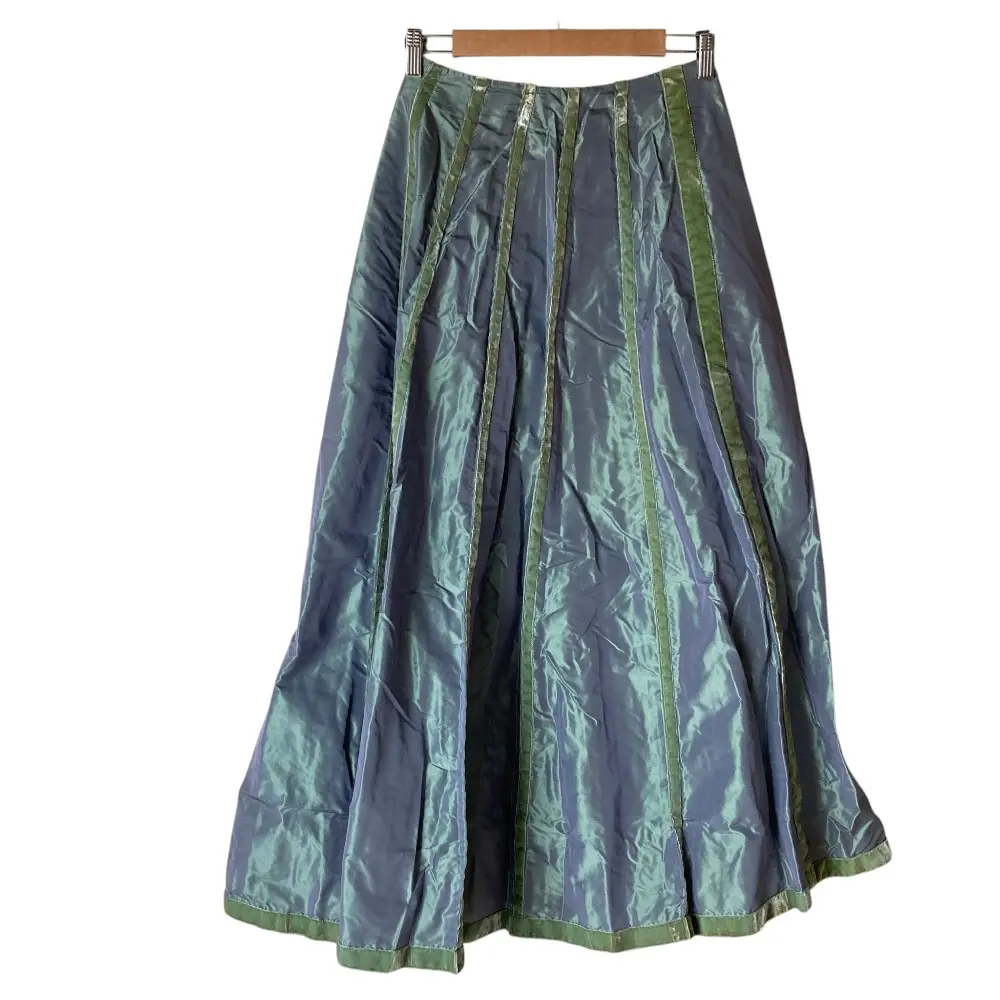 ETRO エトロ シルク フレア ロングスカート 44 グリーン