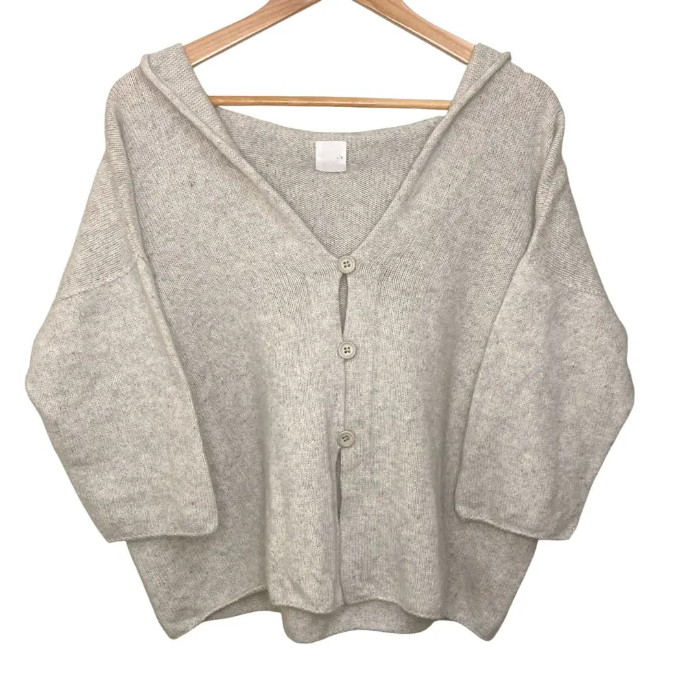 evam eva エヴァムエヴァ カシミヤ ニット フーディーカーディガン グレー