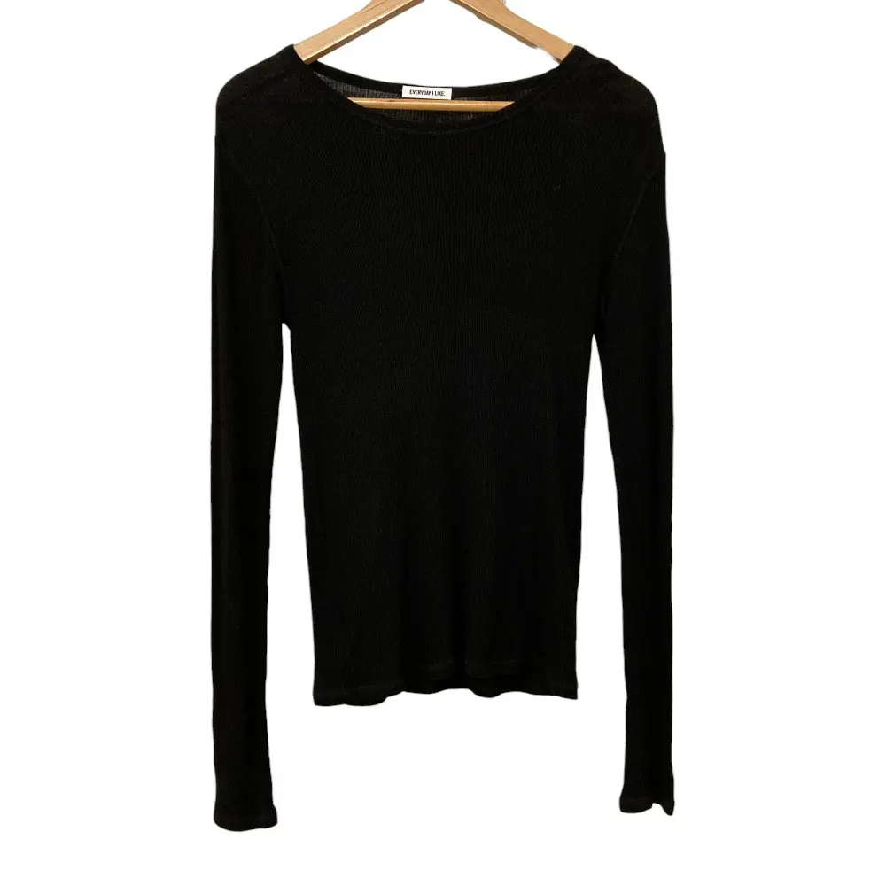 24SS EVERYDAY I LIKE エブリデイアイライク ドゥーズィエムクラス テレコ ロングスリーブ プルオーバー カットソー ブラック