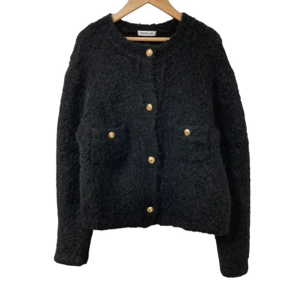 25AW EVERYDAY I LIKE. エブリデイアイライク 金ボタン クルーネック ニットジャケット 25010500810030 ブラック