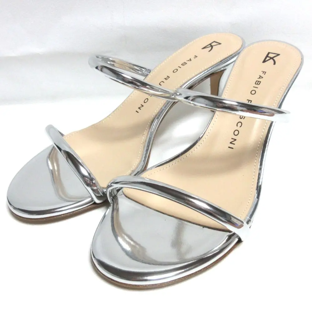 FABIO RUSCONI ファビオルスコーニ ピンヒール 2ストラップ サンダル ミュール 36 23.0cm相当 シルバー