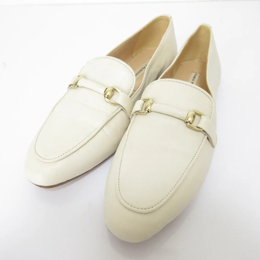 FABIO RUSCONI ファビオルスコーニ レザー ビットローファー フラットシューズ 36 23.0cm相当 ホワイト