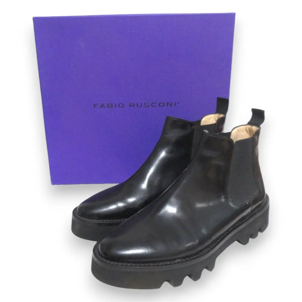 FABIO RUSCONI ファビオルスコーニ ナノユニバース別注 ビブラムソール レザー サイドゴアブーツ 38.5 約25.5cm ブラック
