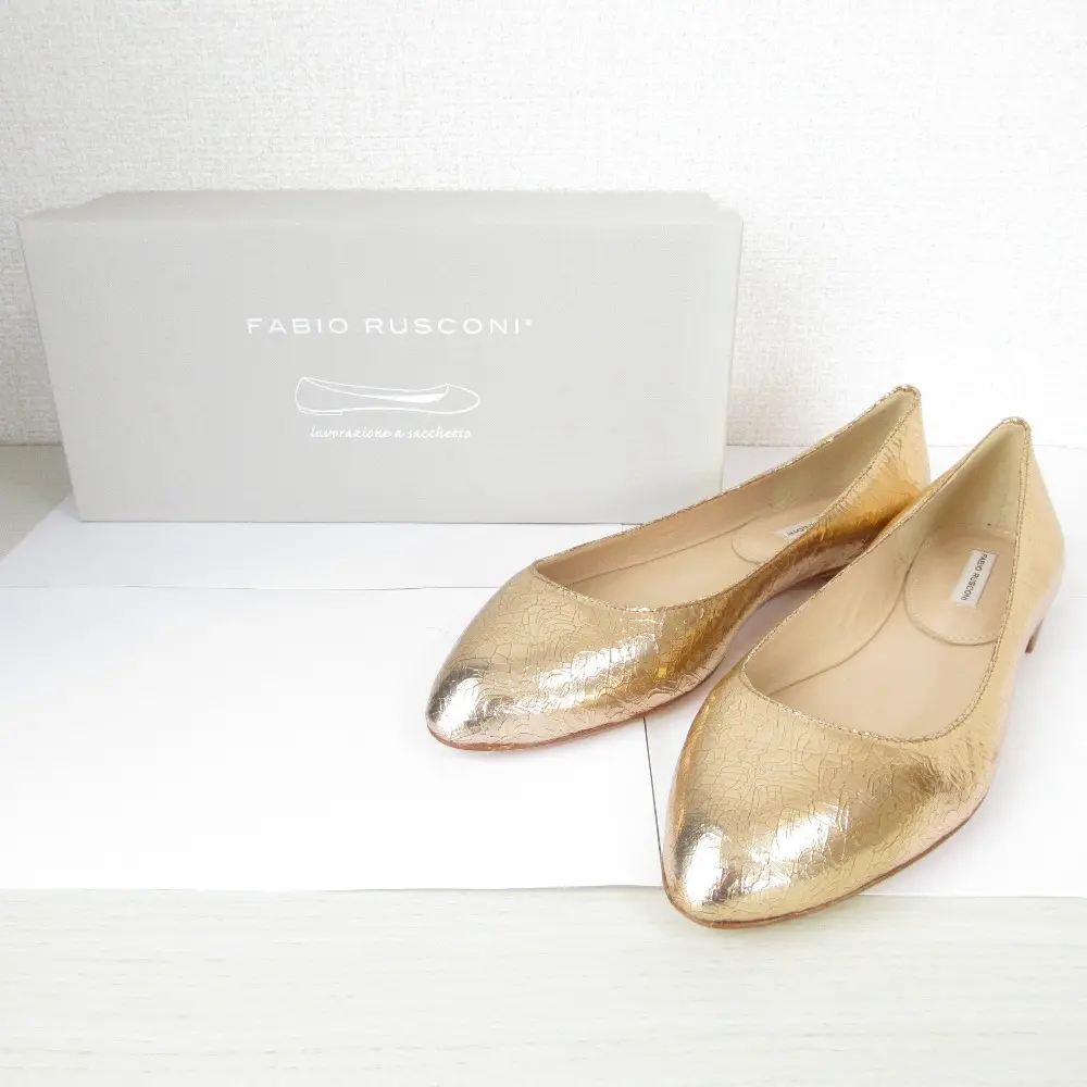FABIO RUSCONI ファビオルスコーニ レザー ポインテッドトゥ フラット