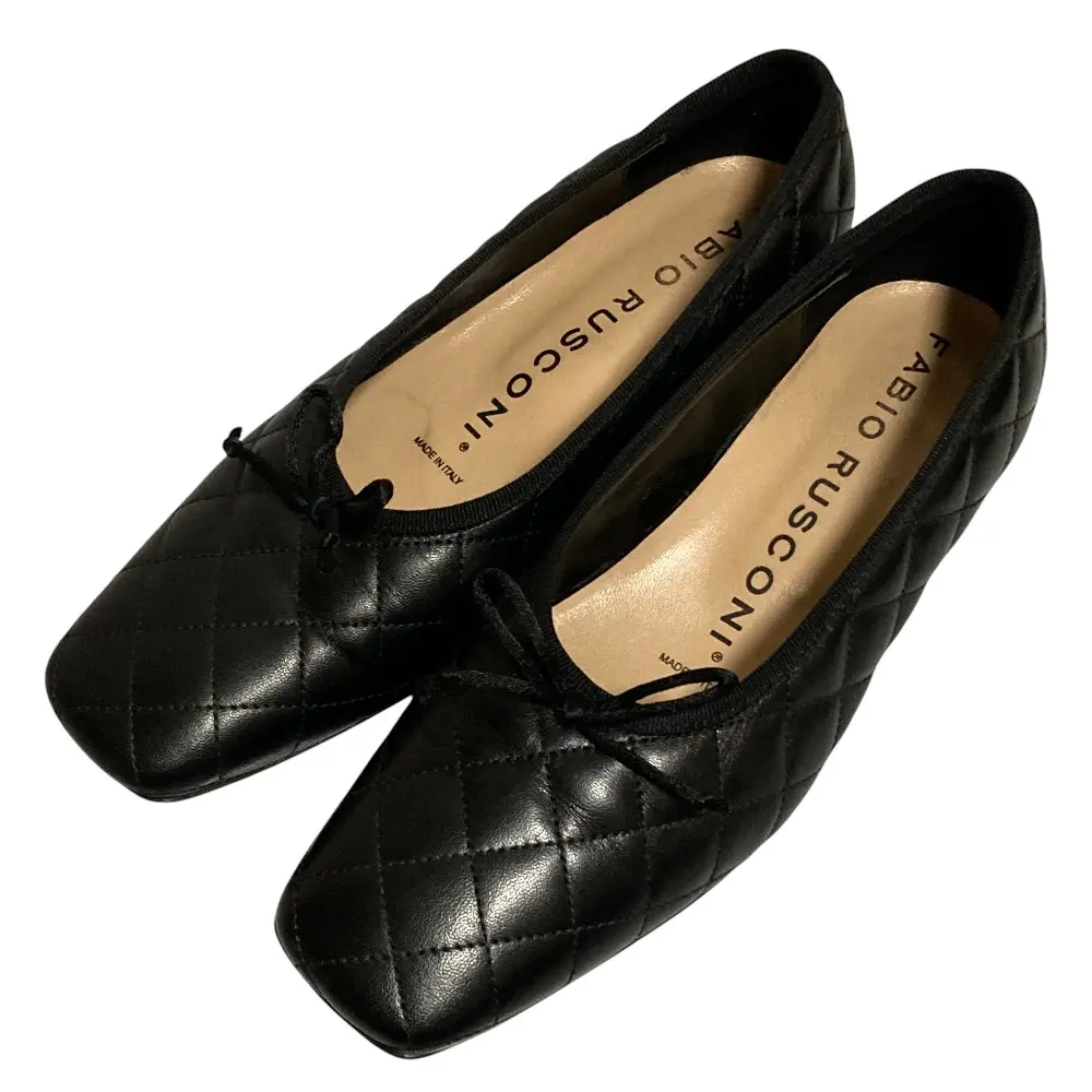 FABIO RUSCONI ファビオルスコーニ キルティング スクエアトゥ パンプス サイズ36 23cm ブラック