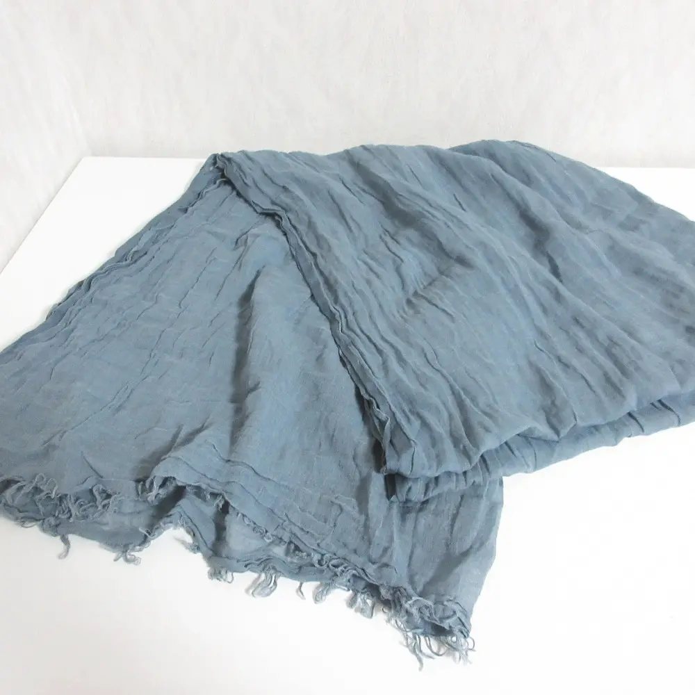 Faliero Sarti ファリエロサルティ フリンジ 大判 コットンストール マフラー ブルーグレー