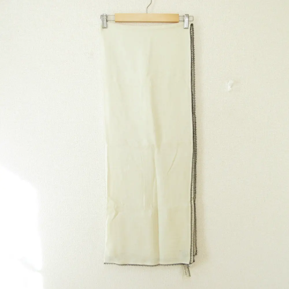 訳アリ Faliero Sarti ファリエロサルティ フリンジ 大判 ストール ショール オフホワイト×ブラック