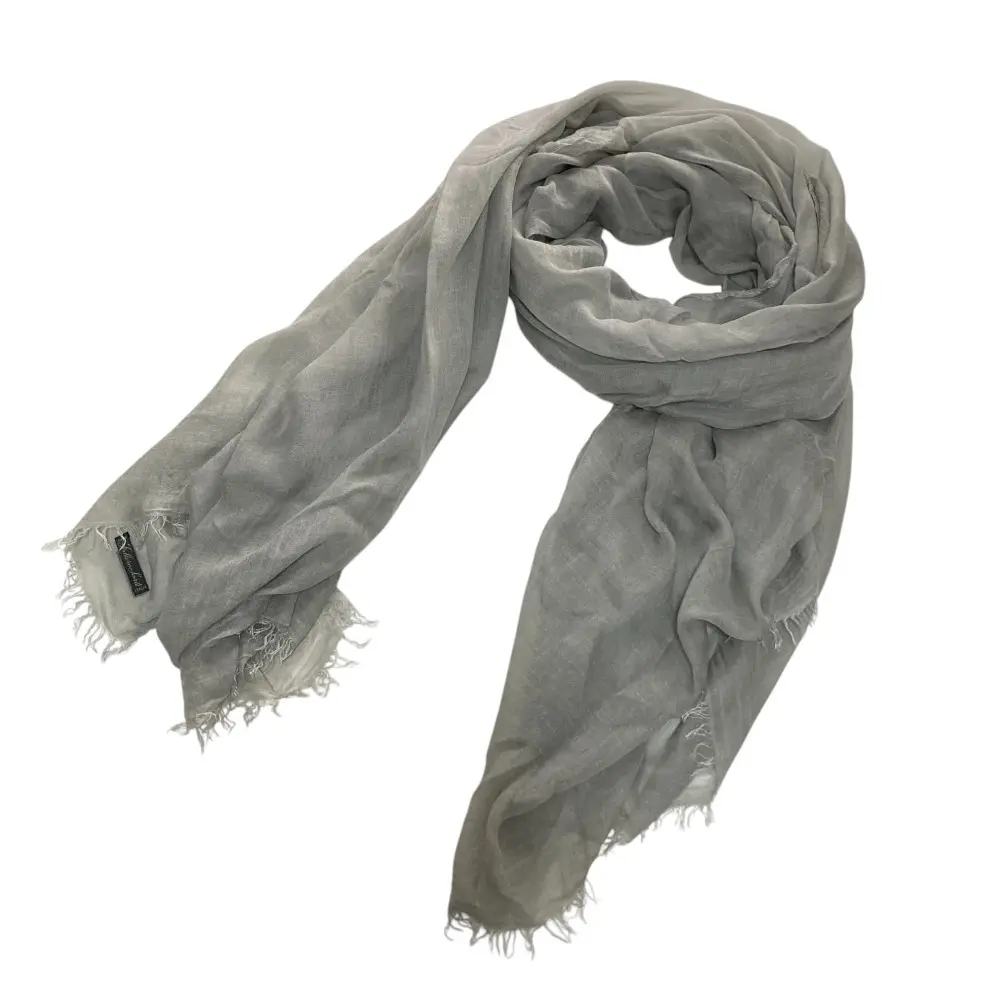 Faliero Sarti ファリエロサルティ フリンジ シルクブレンド ストール ショール ライトグレー