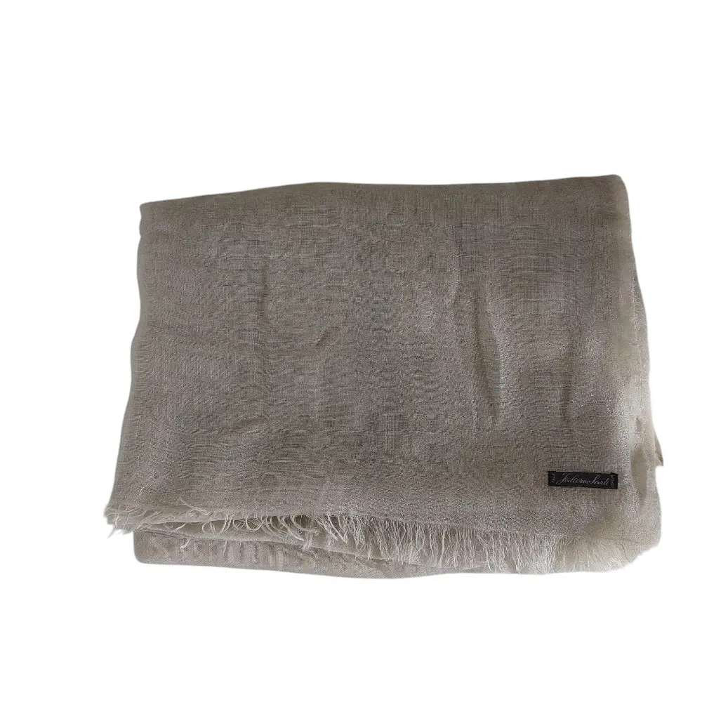 Faliero Sarti ファリエロサルティ ラメ フリンジ ストール マフラー ショール ライトグレー