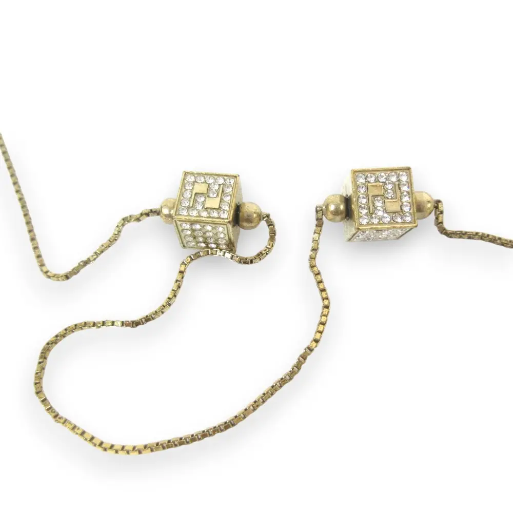 FENDI フェンディ キューブモチーフ ロングネックレス アクセサリー イエローゴールド