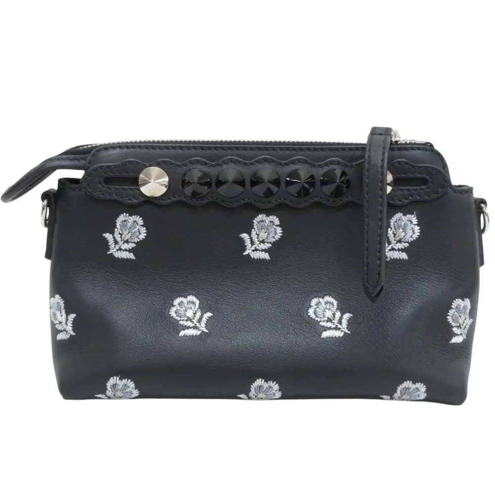FENDI フェンディ BY THE WAY MINI 花柄 刺繍 2way ハンドバッグ ショルダーバッグ 8BL135 ブラック