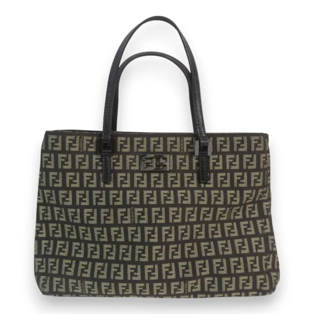 FENDI フェンディ ズッキーノ ズッカ柄 キャンバス ミニトートバッグ ハンドバッグ ブラウン