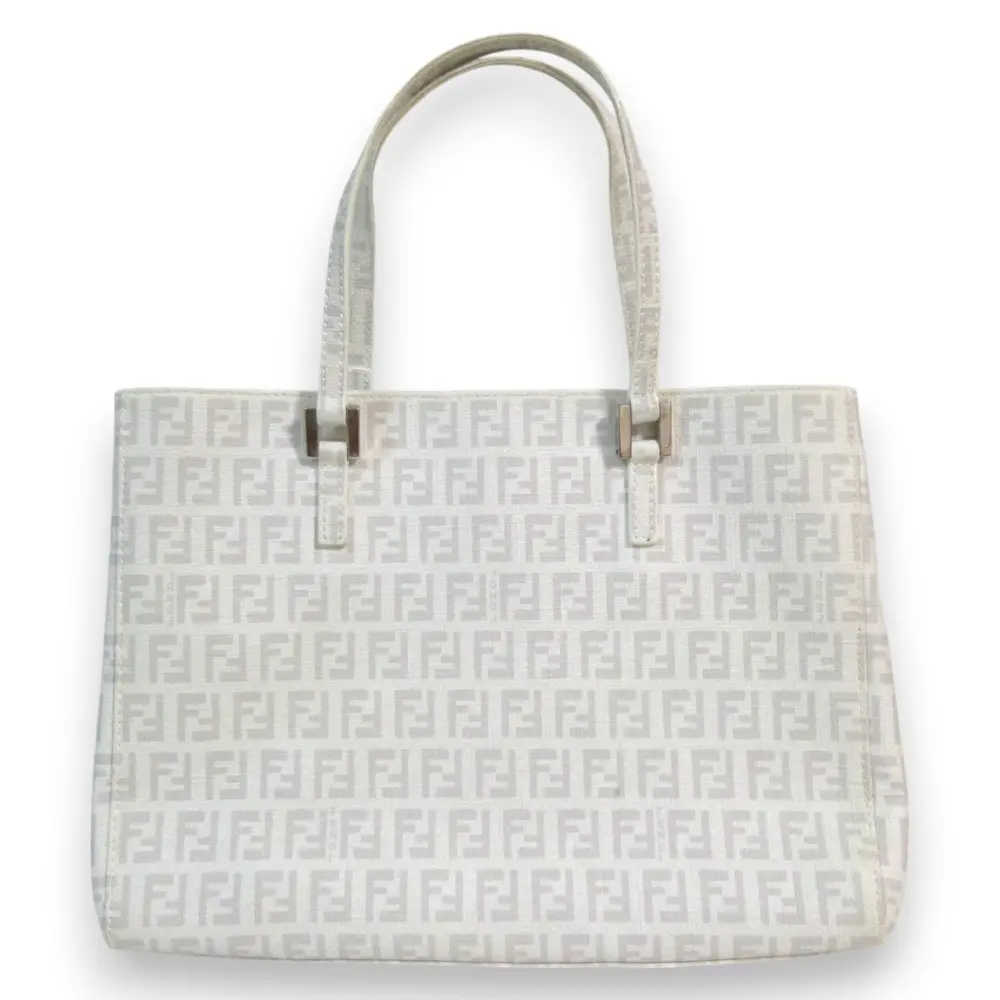 FENDI フェンディ ズッキーノ ズッカ柄 ミニトートバッグ ハンドバッグ ホワイト×シルバー金具