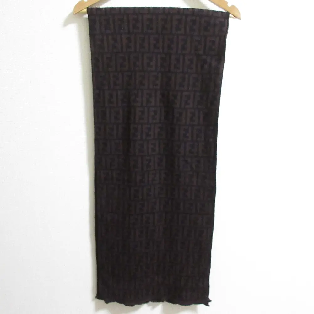FENDI フェンディ ズッカ柄 総柄 ウール マフラー ストール サイズ50 ブラウン