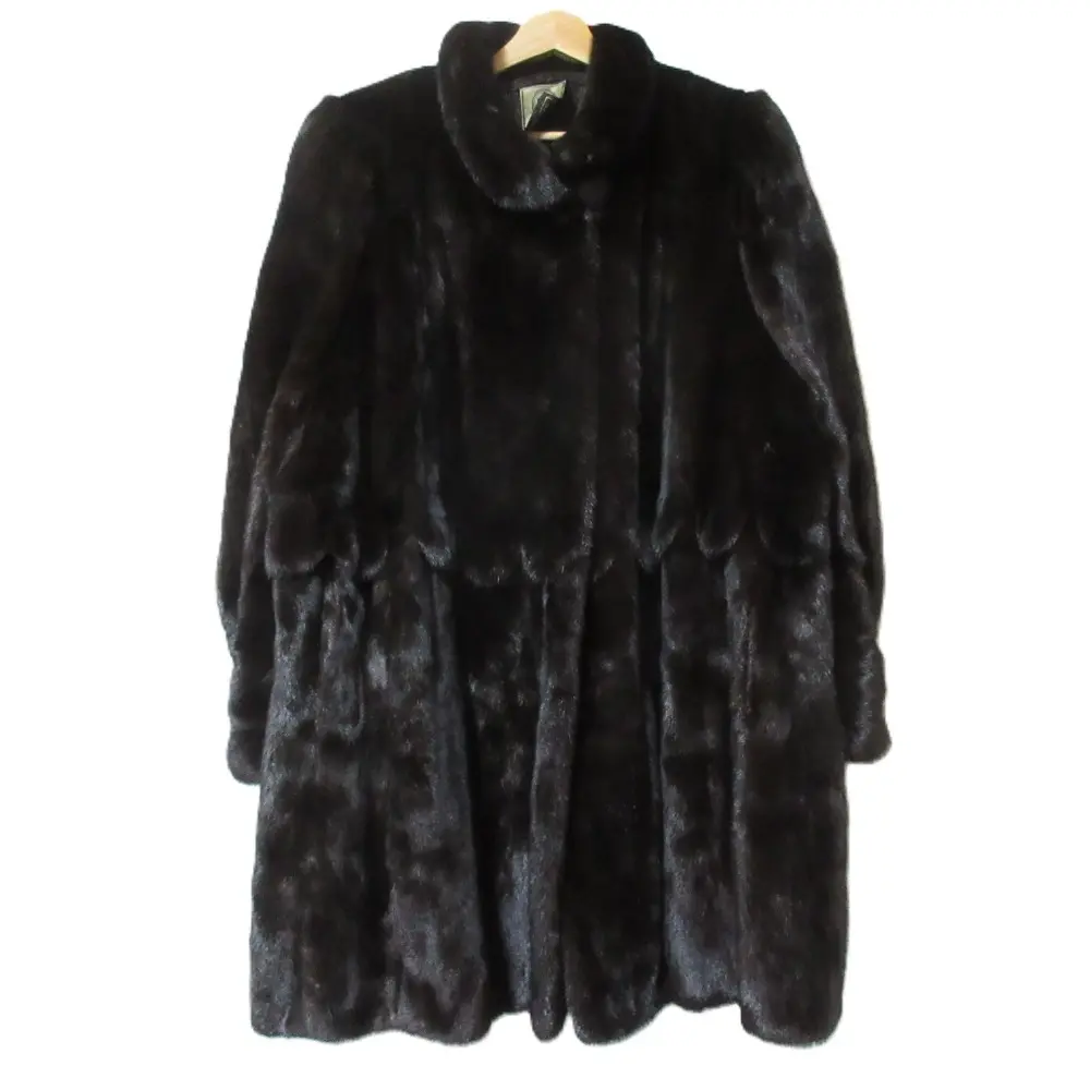 FENDI フェンディ スカラップ ロゴボタン ミンクコート 毛皮 ダークブラウン