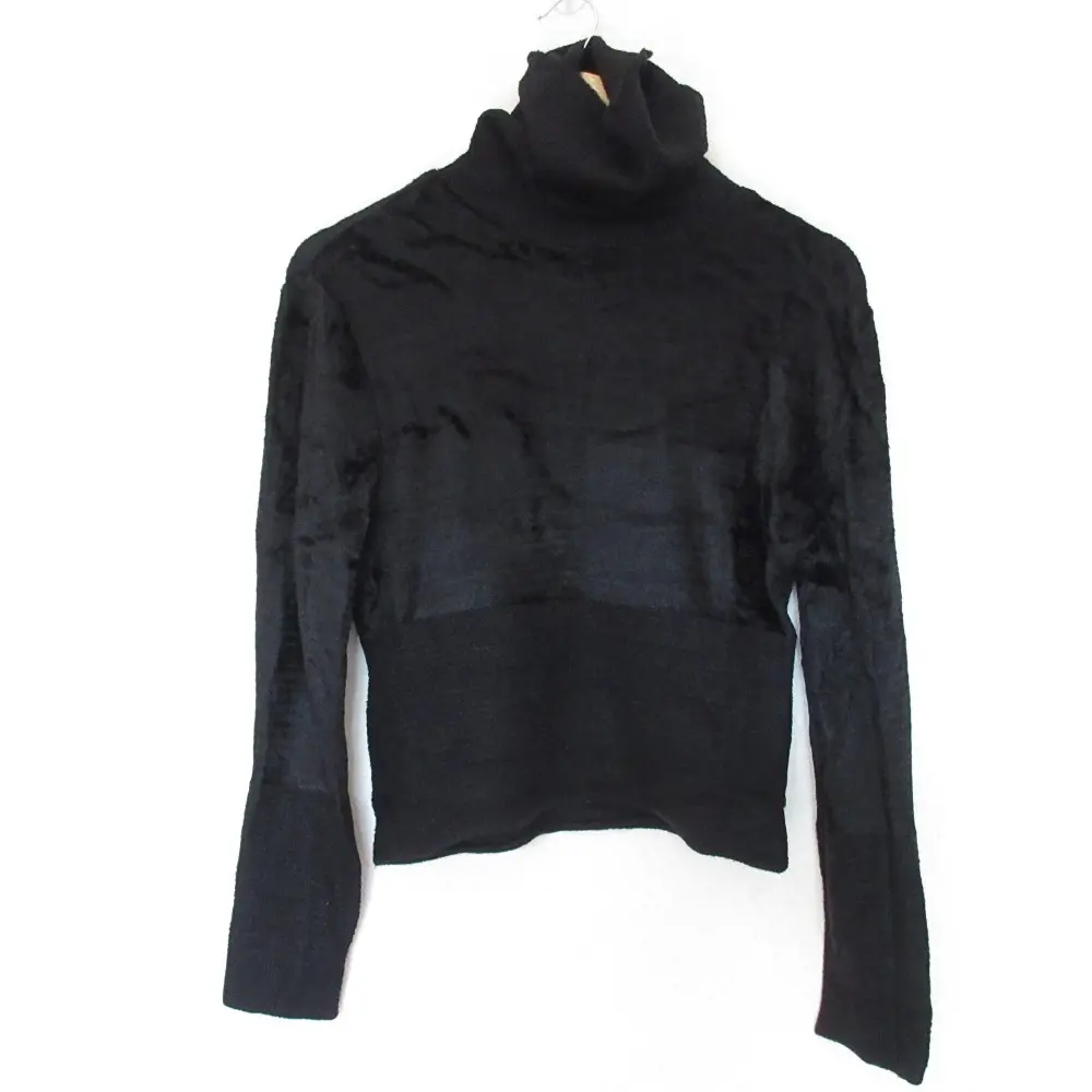 FENDI フェンディ ヴィンテージ 長袖 タートルネック ショート丈 クロップド ニット プルオーバー セーター 42 ブラック