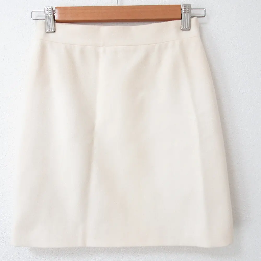 FENDI フェンディ ウール シルクライニング タイト ミニスカート 42 アイボリー