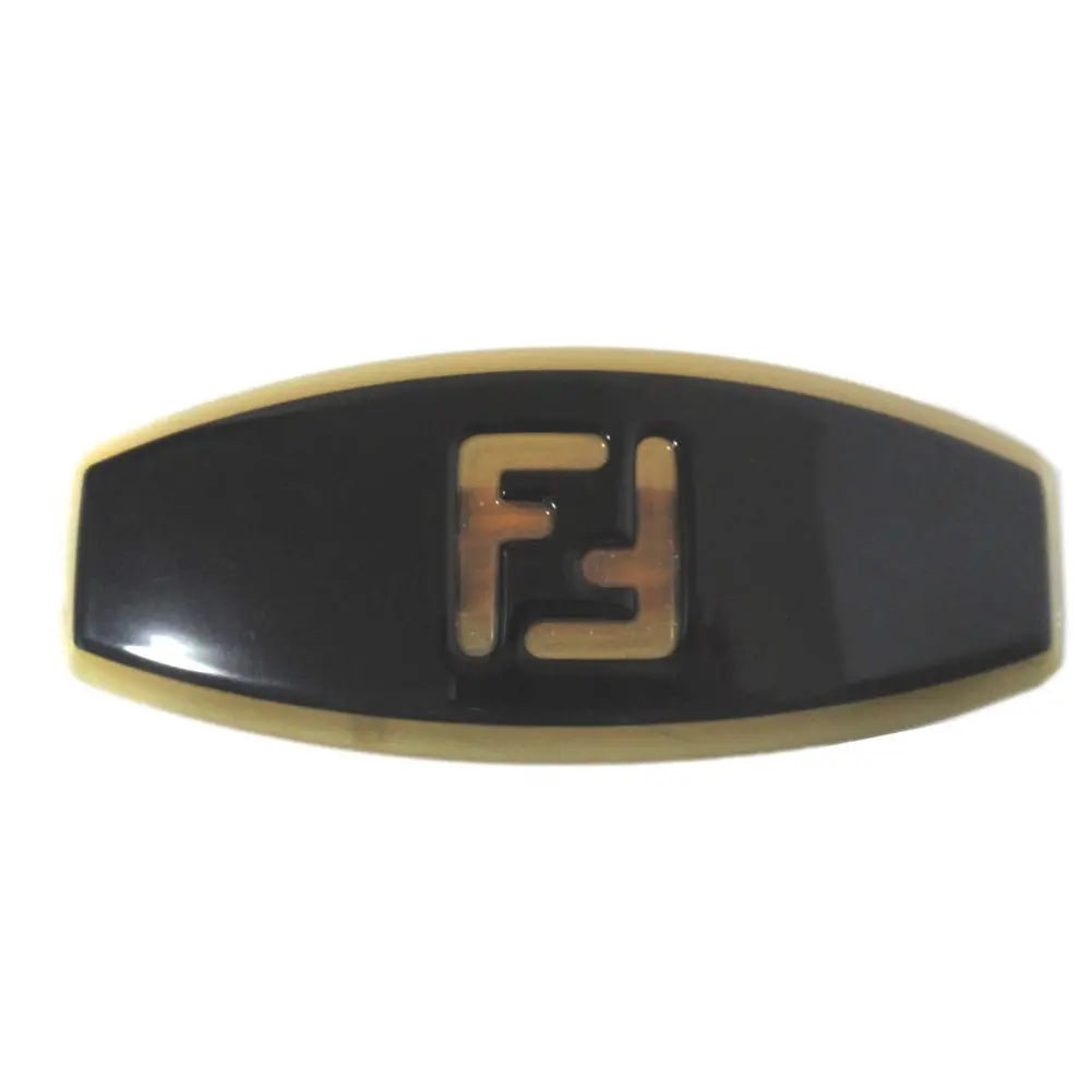 FENDI フェンディ ダブルF ズッカ柄 バレッタ クリップ ヘアアクセサリー ブラック×ベージュ