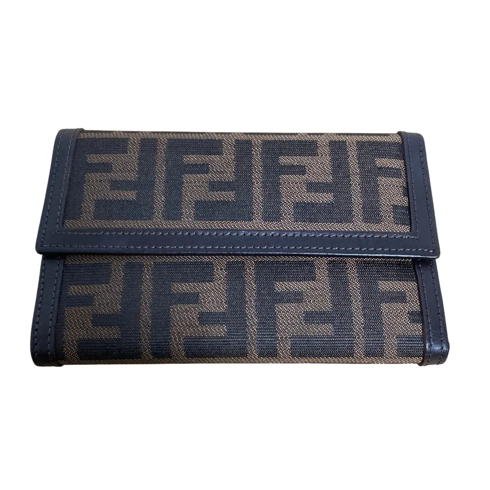 FENDI フェンディ ズッカ柄 三つ折り財布 コンパクトウォレット ブラウン