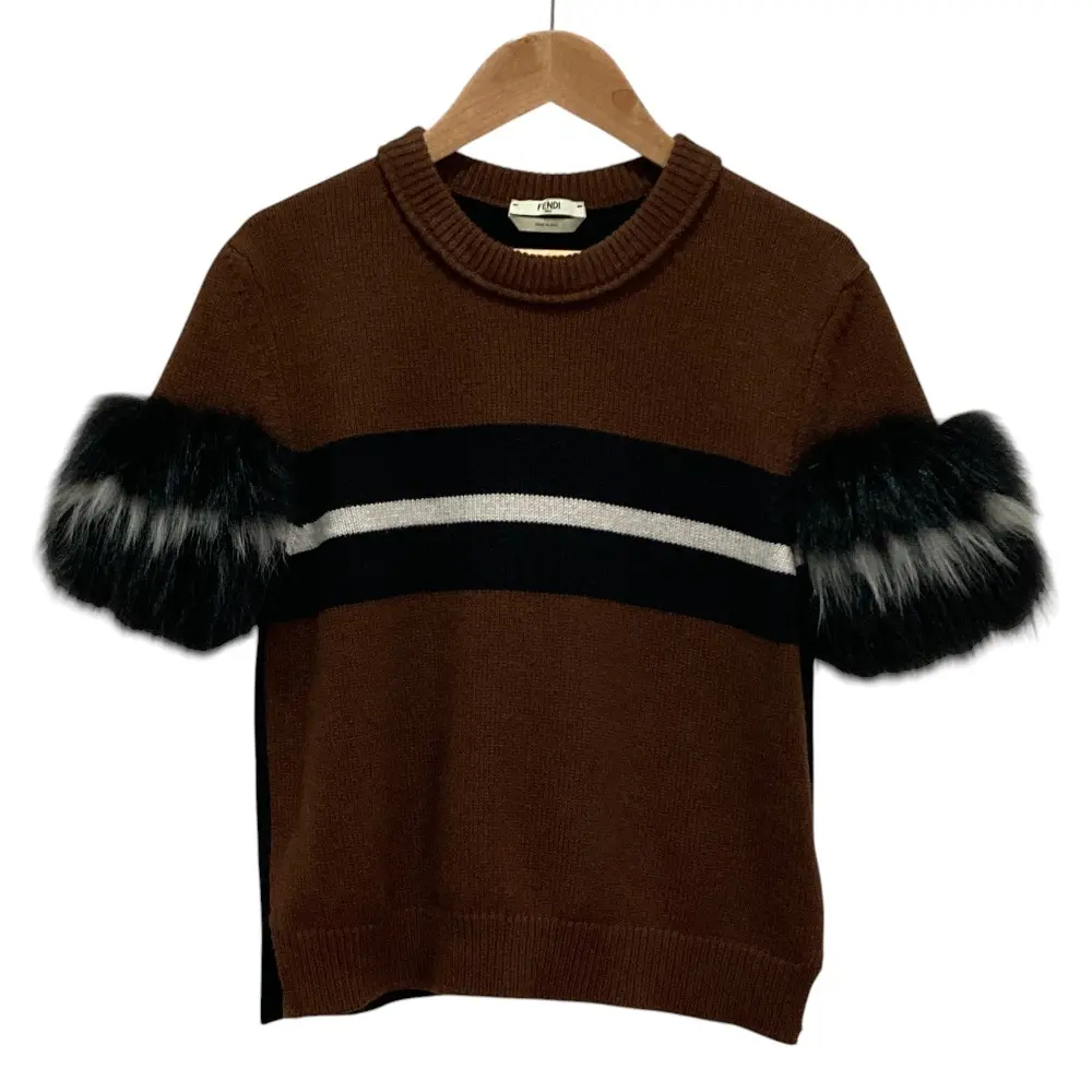 FENDI フェンディ フォックスファースリーブ カシミヤニットセーター 40 ブラウンの買取実績【2026年1月買取】