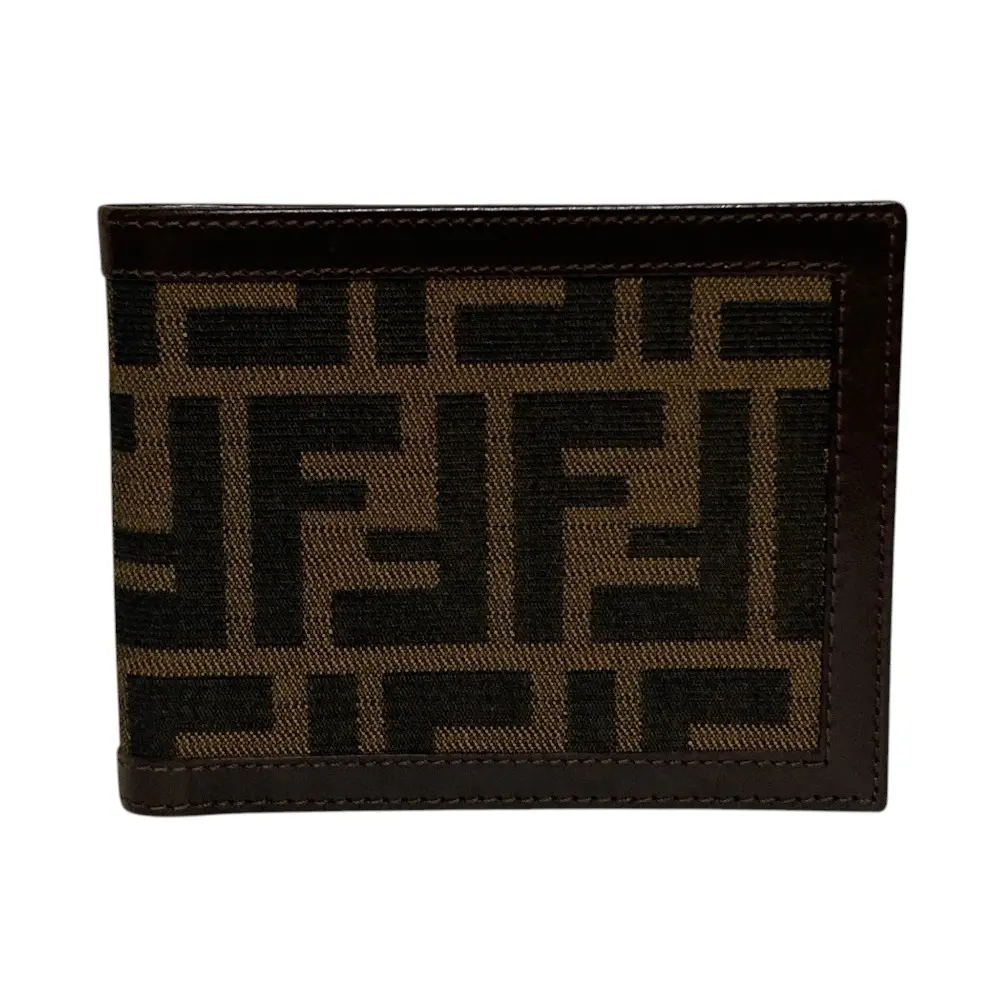 FENDI フェンディ ズッカ キャンバス コンパクトウォレット 二つ折り財布 ブラウン