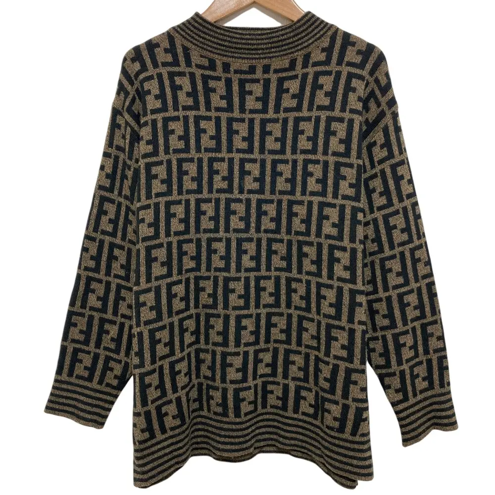 FENDI フェンディ ズッカ ウールニットセーター ブラウン ブラック