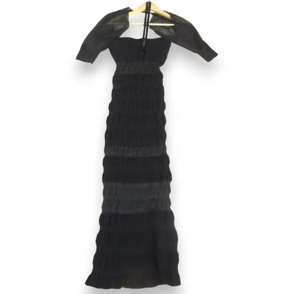 23SS FETICO フェティコ STRIPE KNIT DRESS ニット ホルターネック ワンピース+カーディガン セット FTC232-0701 F ブラック