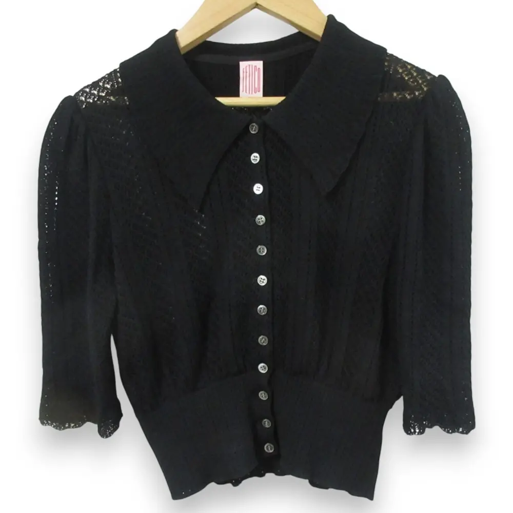 FETICO フェティコ LACE KNIT SHORT-SLEEVED CARDIGAN カーディガン FTC252-0701 サイズ1 ブラック