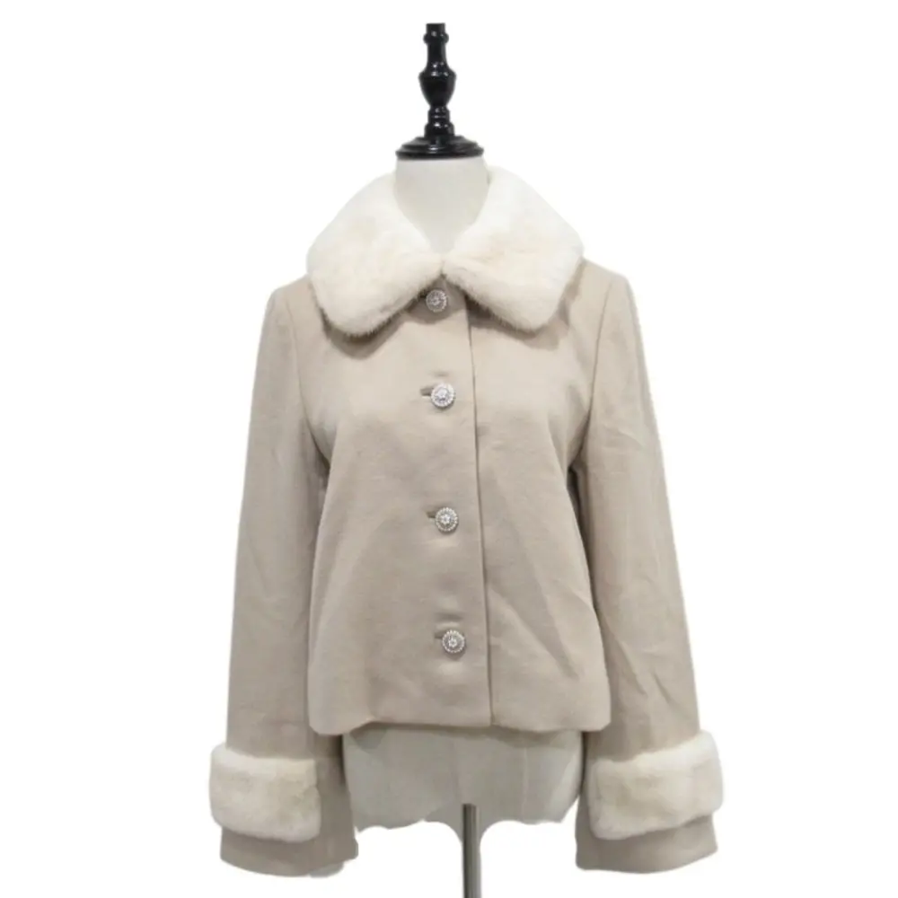 20AW FOXEY BOUTIQUE フォクシーブティック MINK JEWEL パールミンク ビジューボタン カシミヤ100％ ジャケット 41445 40 ベージュ