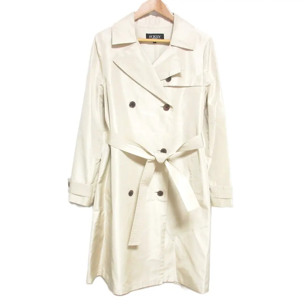 FOXEY BOUTIQUE フォクシーブティック シルク100％ ベルト付き トレンチコート F ベージュ