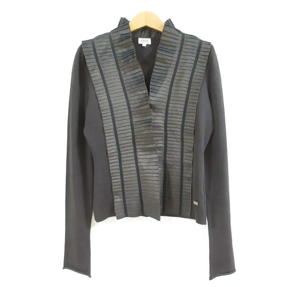 FOXEY BOUTIQUE フォクシーブティック フリルドッキング 長袖 Vネック ニットカーディガン サイズ40 ブラウン系