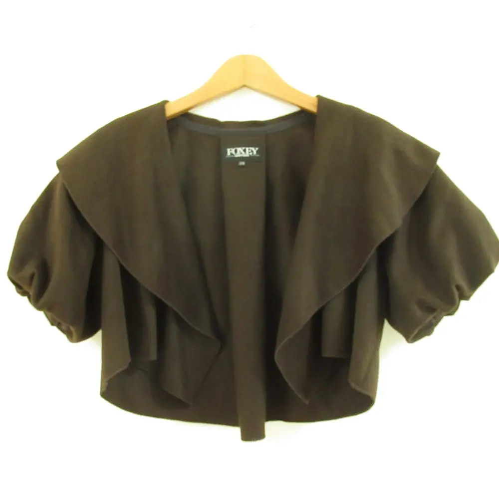 FOXEY BOUTIQUE フォクシーブティック カシミヤ100％ バルーンスリーブ 半袖 ボレロ ショート丈 カーディガン 38 ブラウン