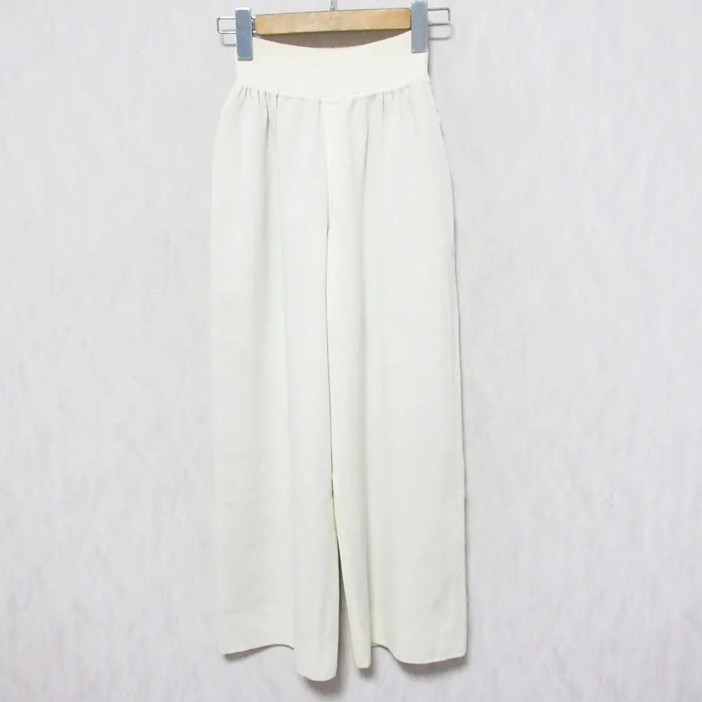 FOXEY BOUTIQUE フォクシー ブティック ウール100％ ニット ワイド イージーパンツ 38 ホワイト