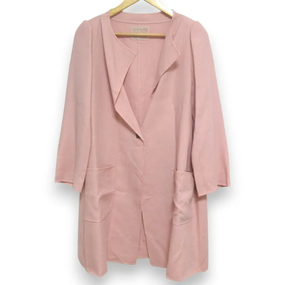FOXEY BOUTIQUE フォクシーブティック Coat Voyage ウール シルクブレンド ノーカラーコート 40876 サイズ40 ピンク