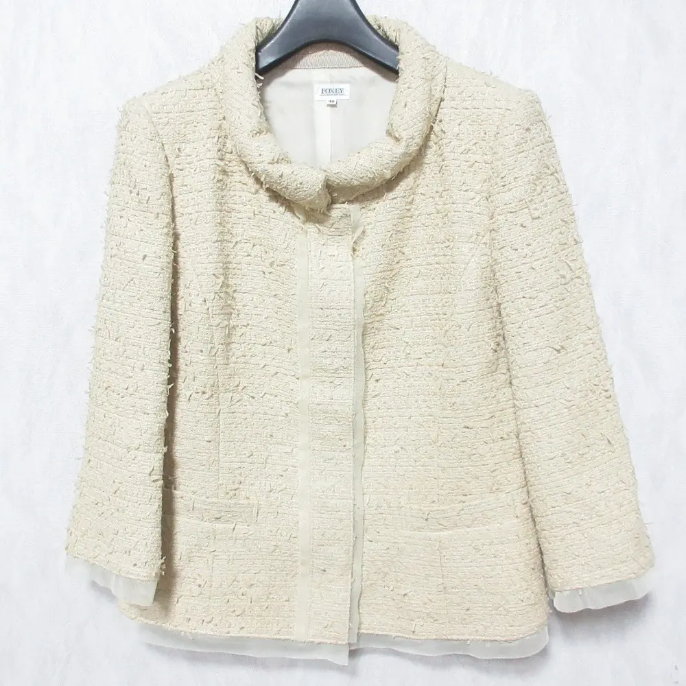 FOXEY BOUTIQUE フォクシー ロールカラー ツイードジャケット 23885 40 ベージュ