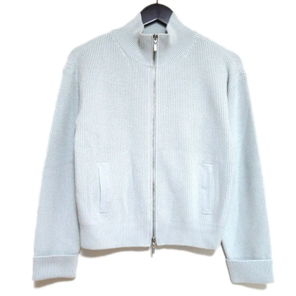 FOXEY BOUTIQUE フォクシーブティック Knit Cardigan Robin ジップアップ ニットカーディガン 42604 40サイズ ブルーグレー