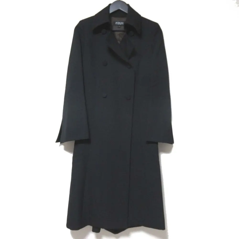 FOXEY BOUTIQUE フォクシーブティック スリットスリーブ ダブルブレスト コート ACAE33-01 38サイズ ブラック