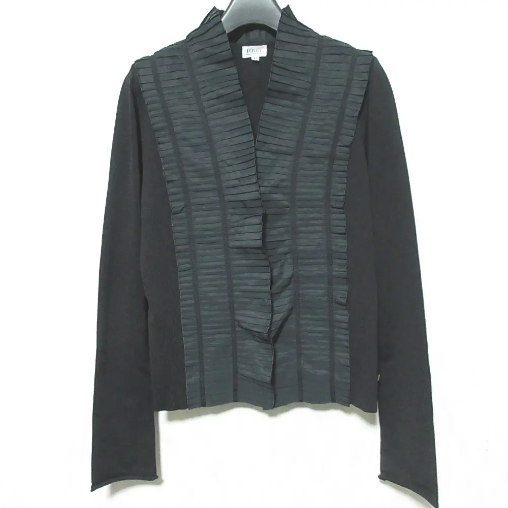 FOXEY BOUTIQUE フォクシーブティック プリーツデザイン ドッキング ニットカーディガン 23021 42 ブラック