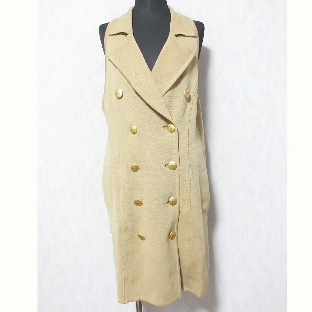 FOXEY BOUTIQUE フォクシーブティック ウールニット ロングジレ ノースリーブコート サイズ42 ベージュ