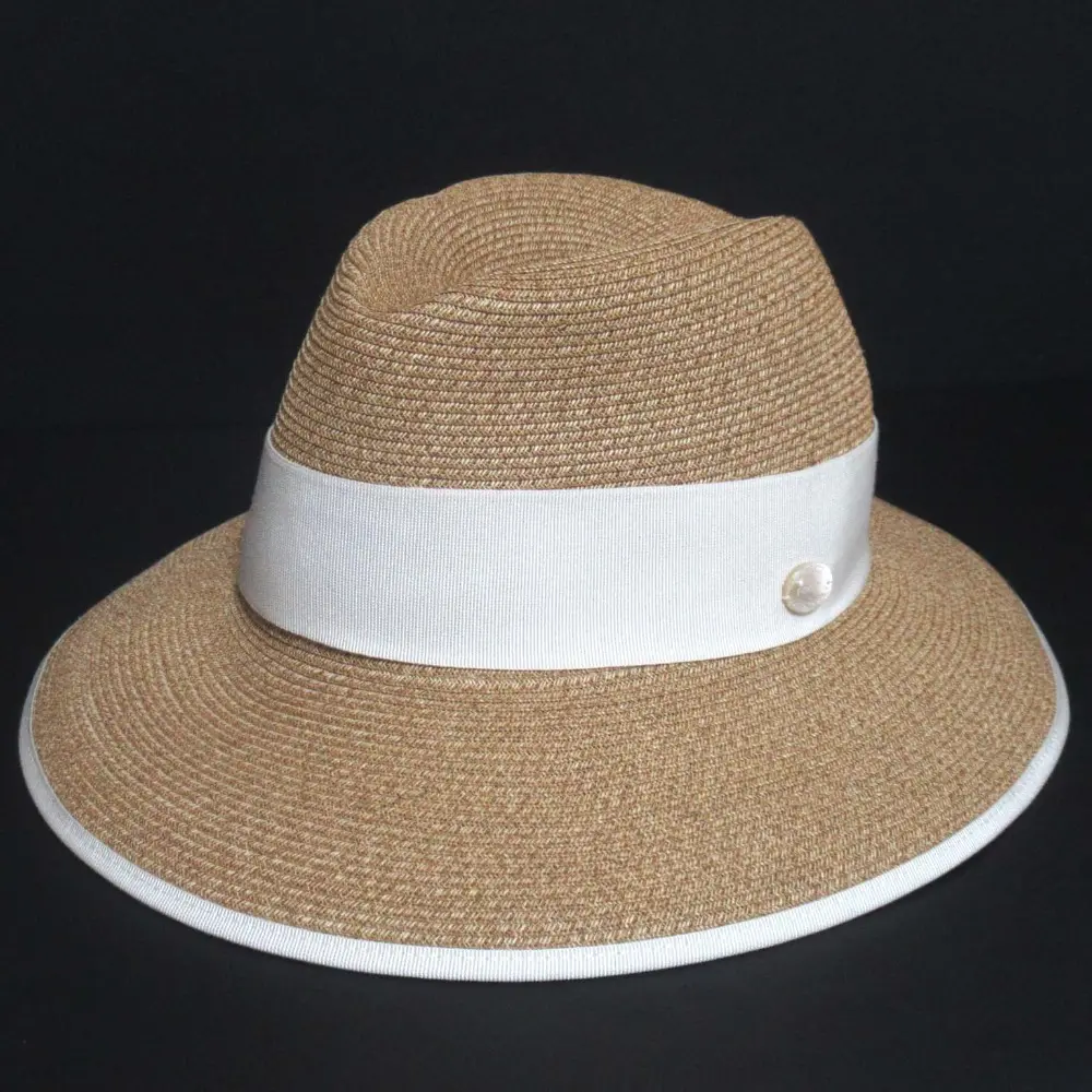 FOXEY BOUTIQUE フォクシーブティック Florence ペーパーハット 中折れ 帽子 35598 ベージュ×ホワイト系