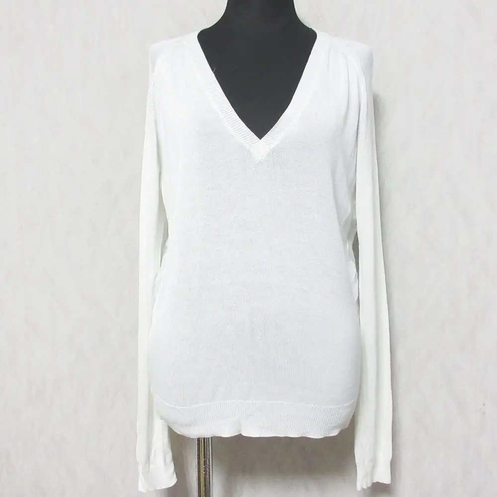 FOXEY NEW YORK COLLECTION フォクシーニューヨークコレクション バック切替 Vネック ニットカットソー セーター 40 ホワイト