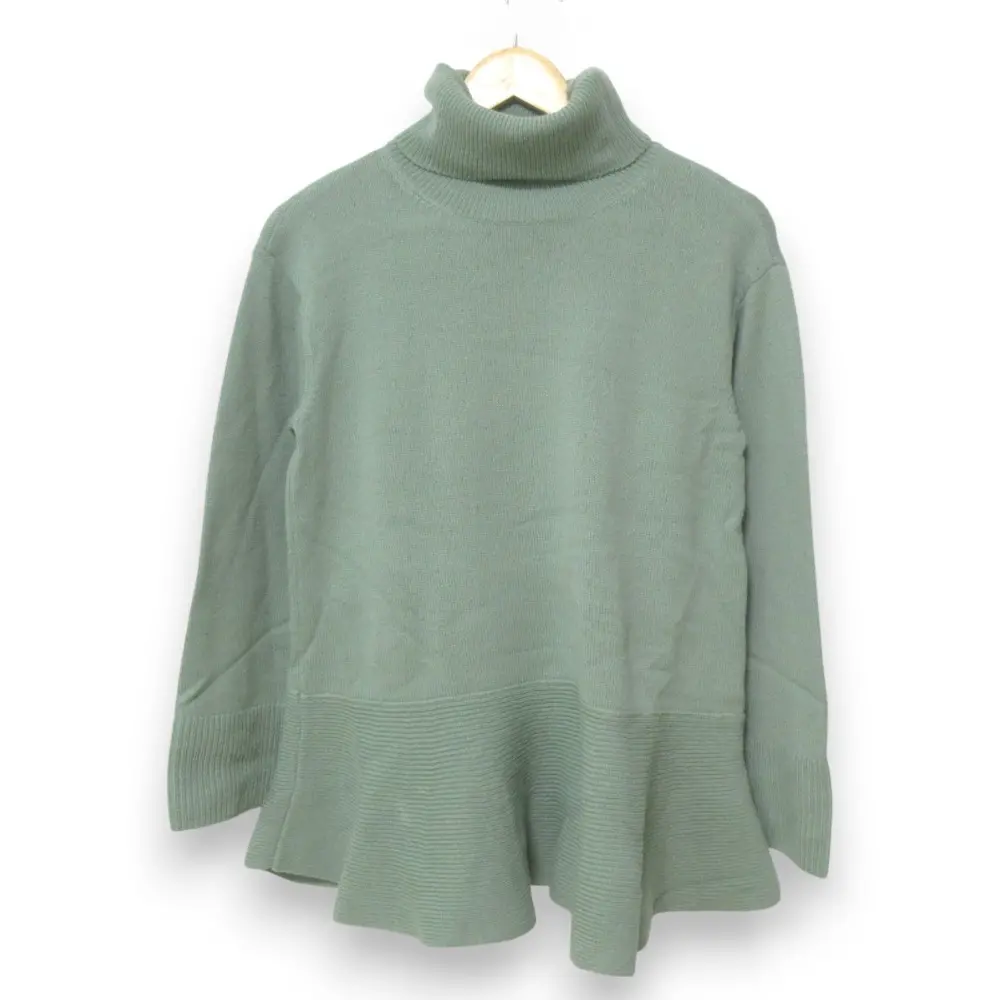 21AW FOXEY NEW YORK フォクシーニューヨークコレクション Knit Top Peplum Flare ペプラムニット セーター 40008 38 グリーン系