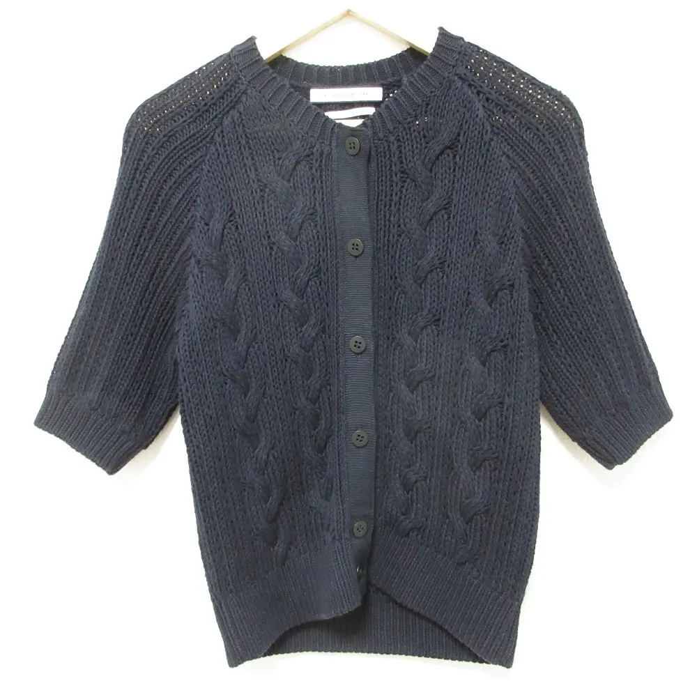 FOXEY NEW YORK フォクシーニューヨーク コレクション ベビーケーブルセーター ニット カーディガン 35668 サイズ38 ネイビー